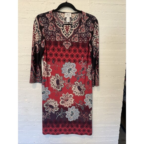 JM Collection Women’s Silky, Long Sleeve Dress Floral, Size 6 - Picture 1 of 4